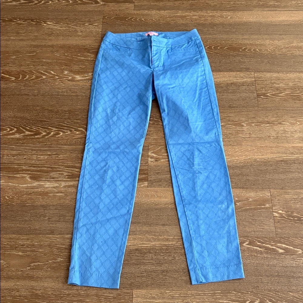 Lilly Pulitzer BLUE Textured KELLY ANKLE PANT sz 2